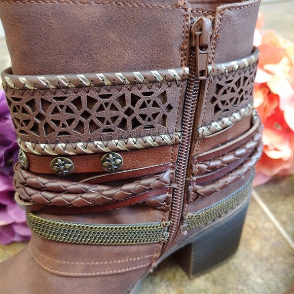 B52 By Bullboxer - Brown Ankle Boots -  Size 8 - Picture 3 of 8